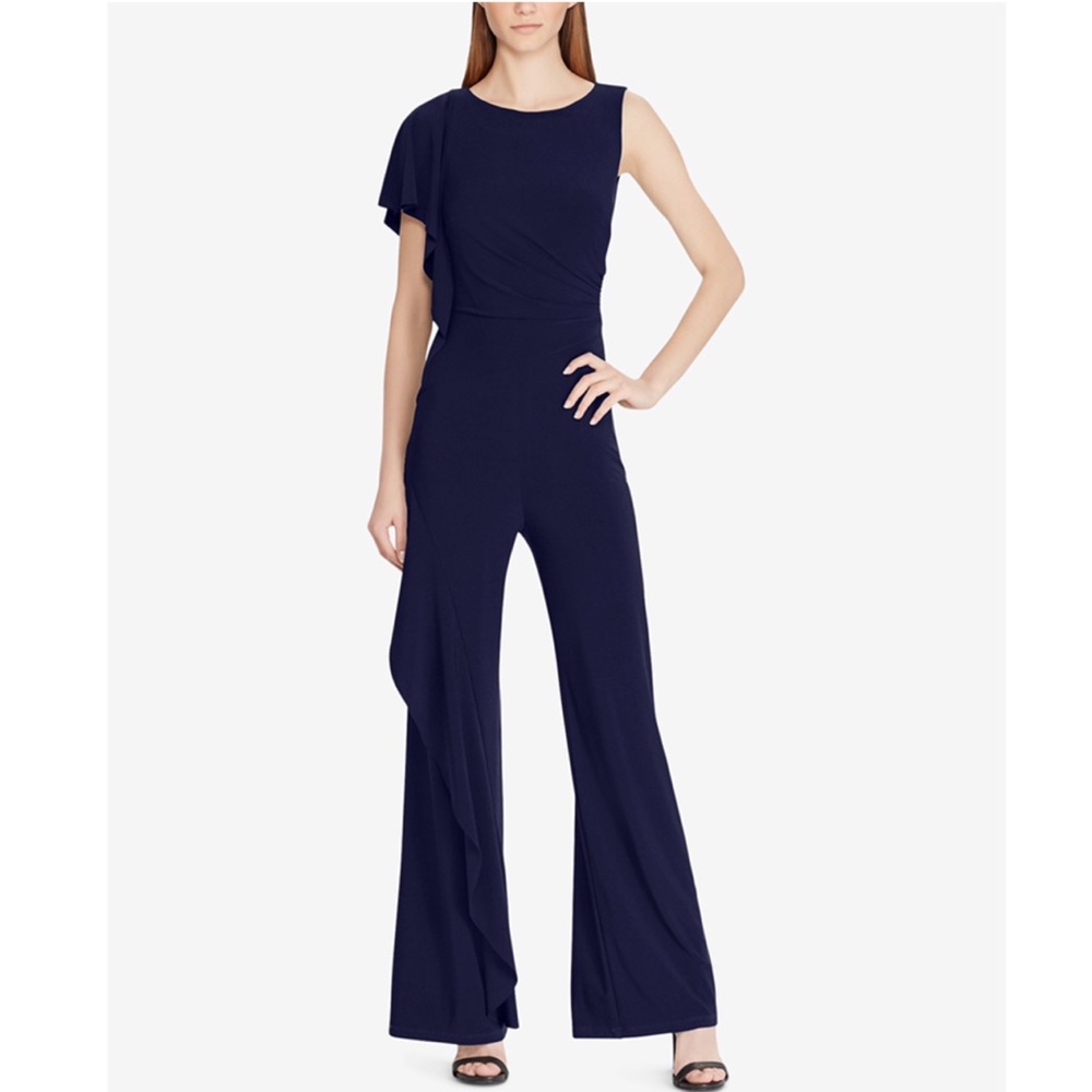 Lauren Ralph Lauren Ruffled Asymmetrical Jumpsuit - Picture 1 of 6